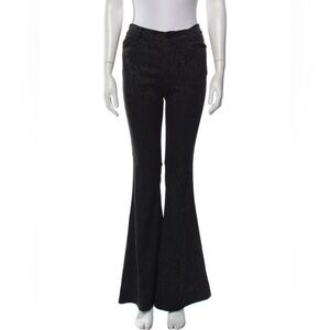 Alice + Olivia Stacey Flared Trouser Jean Damask Black Career Bus Casual Size 4